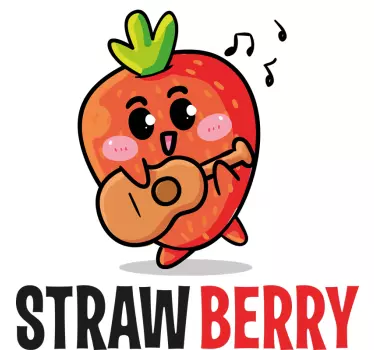 Kinder t shirt glückliche erdbeere mit gitarre - TenStickers