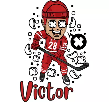 Kinder T Shirt Lustiger hockeyspieler mit Namen - TenStickers