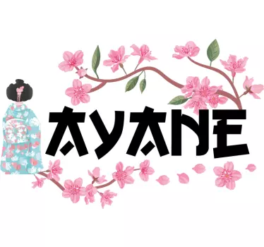 T-shirt mit namen kirschblüten kokeshi - TenStickers