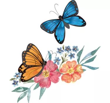 Kinder t shirt mit bunten schmetterlingen und blumen - TenStickers