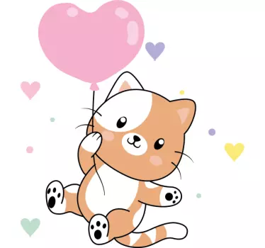 Kinder t shirt mit süßem katzenballon - TenStickers