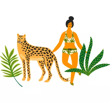 Original T Shirt leopard und frau kunst - TenStickers