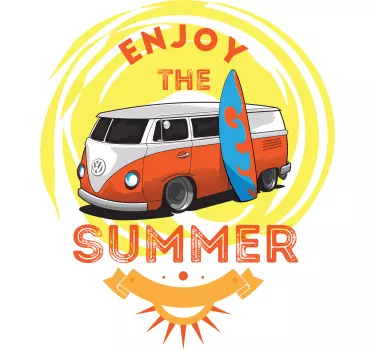Cartoon-van mit surf-t-shirt - TenStickers