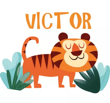 Kinder t shirt süßer tiger mit namen - TenStickers