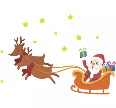 Weihnachts T Shirt Cartoon-Weihnachtsmann in Schlitten - TenStickers
