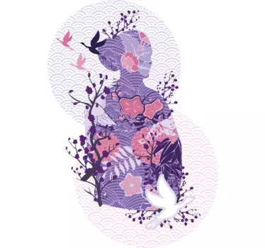 Mutter und tochter t shirt mit floraler silhouette - TenStickers