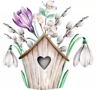 Mutter und tochter t-shirt frühlingsblumen vogelhaus - TenStickers