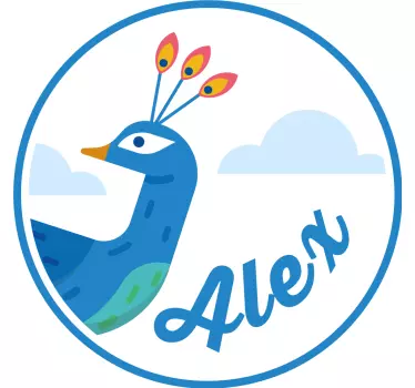Kinder T Shirt pfau mit namen - TenStickers