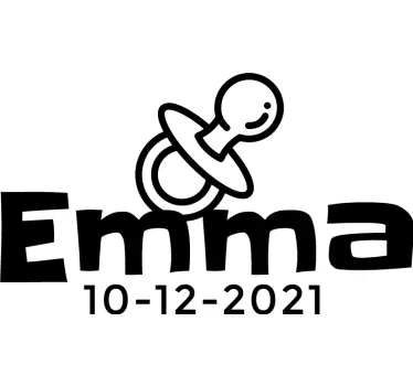 T-Shirt Baby Name Datum und Schnuller - TenStickers