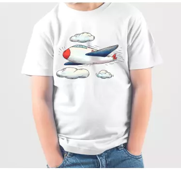 Kinder T Shirt Flugzeug mit roter nase - TenStickers