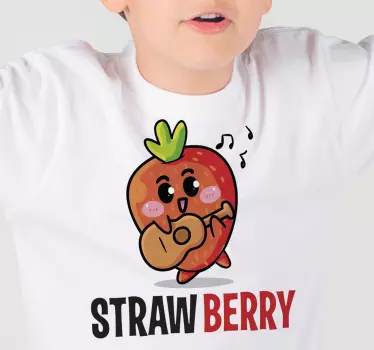 Kinder t shirt glückliche erdbeere mit gitarre - TenStickers