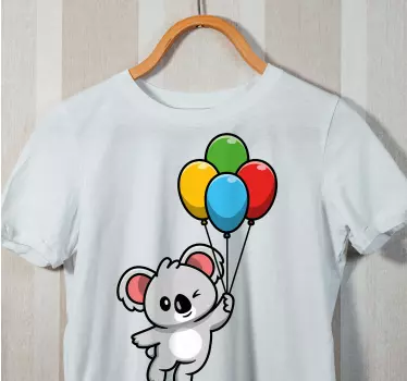 Kinder T Shirt Grauer koala mit ballon - TenStickers
