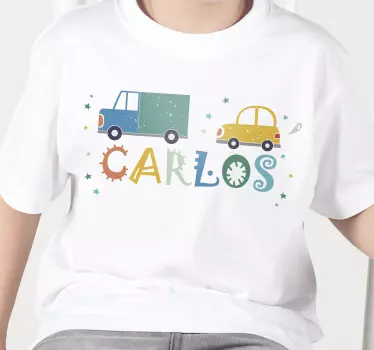 Kinder T Shirt individuelle farbenfrohe fahrzeuge - TenStickers
