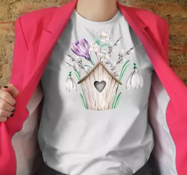 Mutter und tochter t-shirt frühlingsblumen vogelhaus - TenStickers