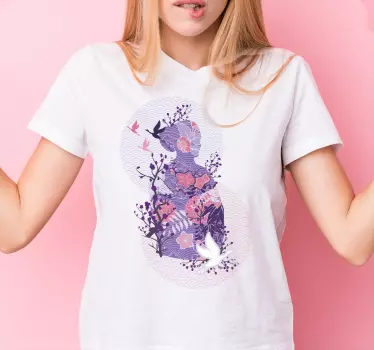 Mutter und tochter t shirt mit floraler silhouette - TenStickers