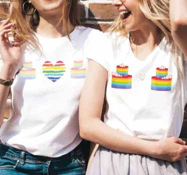 Mutter und tochter t-shirt regenbogenherz kuchen - TenStickers