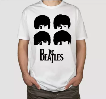 Original t shirt mit ikonischen beatles gesichtern - TenStickers