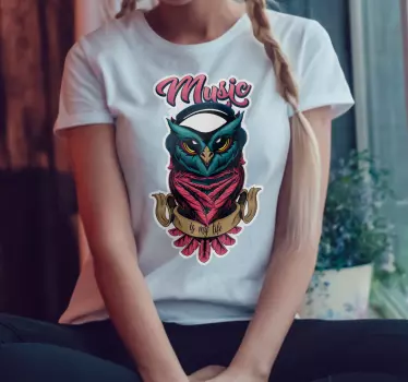 Original t shirt mit musik eule design - TenStickers