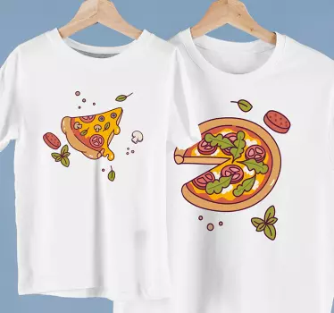 Papa Sohn T Shirt Pizza y pedazo und cartoon - TenStickers