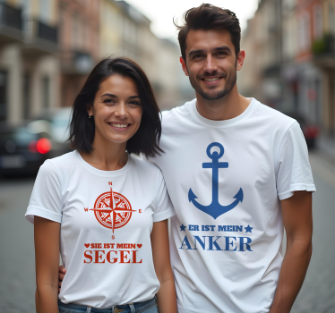 Pärchen T Shirts er ist mein anker, sie ist mein sagte - TenStickers