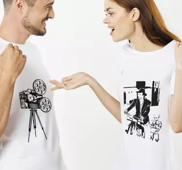 Pärchen t shirts für filmliebhaber gespräche - TenStickers