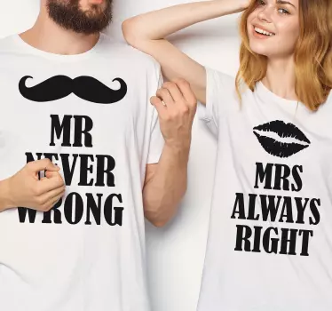 Pärchen t shirts herr nie falsch frau immer recht - TenStickers