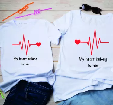 Pärchen t shirts herzschlag zuneigung link - TenStickers