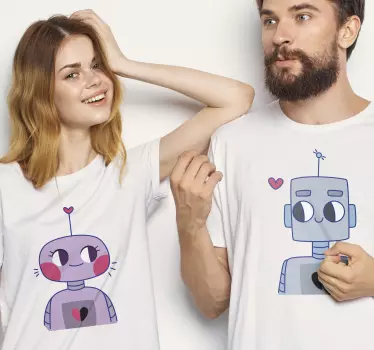 Pärchen t shirts niedliches roboter paar - TenStickers