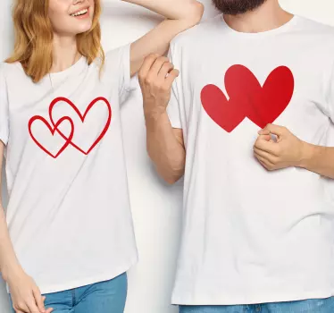 Pärchen t shirts rote herz paar stil - TenStickers