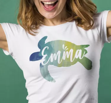 T-Shirt Bunte Schildkröte mit Namen  - TenStickers