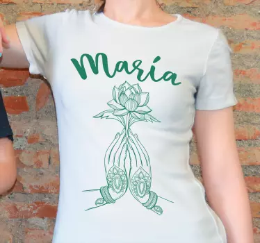 T-shirt mit namen hände halten lotus - TenStickers