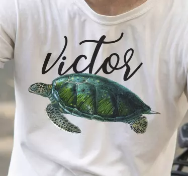 T-shirt mit namen individuell gestaltbares schildkrötenmotiv - TenStickers