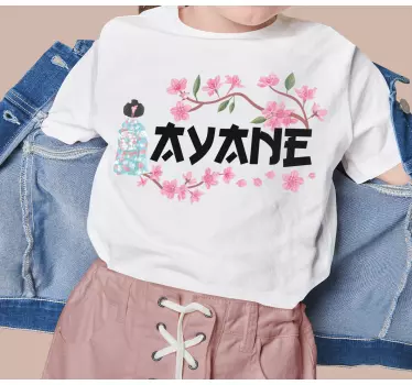 T-shirt mit namen kirschblüten kokeshi - TenStickers