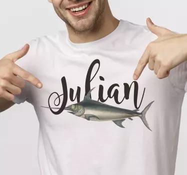 T-shirt mit namen personalisierter fisch mit name - TenStickers