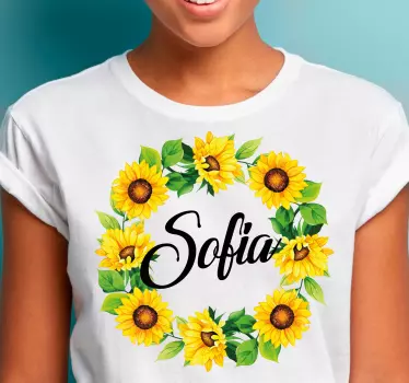 T-shirt mit namen sonnenblumen namenskreis - TenStickers