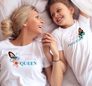 Schmetterlingsdesign Frühling T Shirt Mutter Tochter  - TenStickers