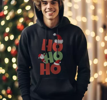 Weihnachten Hoodie  Ho Ho Ho Texte grün und rot - TenStickers