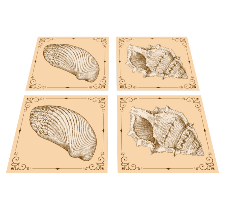 Vinyl teppich tiere mit vintage muscheln - TenStickers