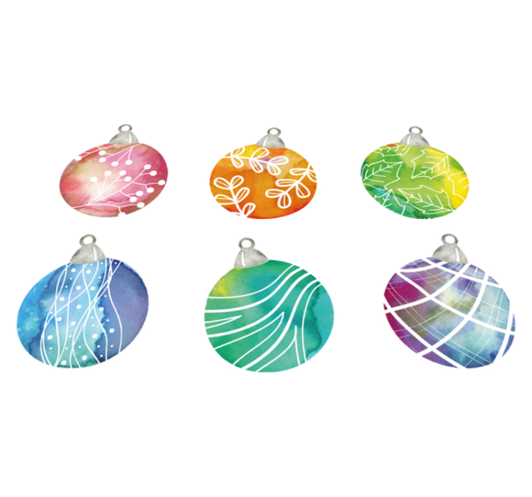 Vinyl teppich weihnachten aquarell weihnachtskugeln - TenStickers