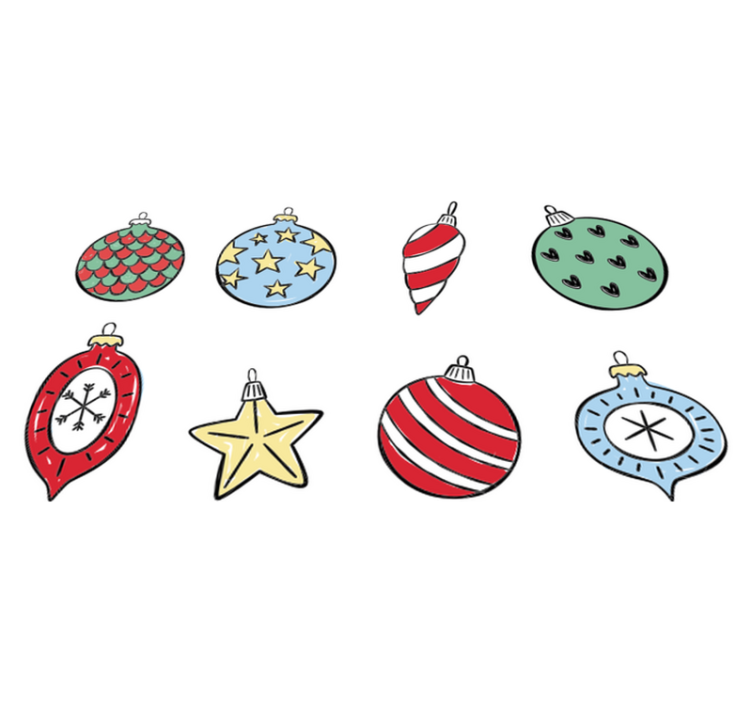 Vinyl teppich weihnachten set aus vintage christbaumkugeln - TenStickers