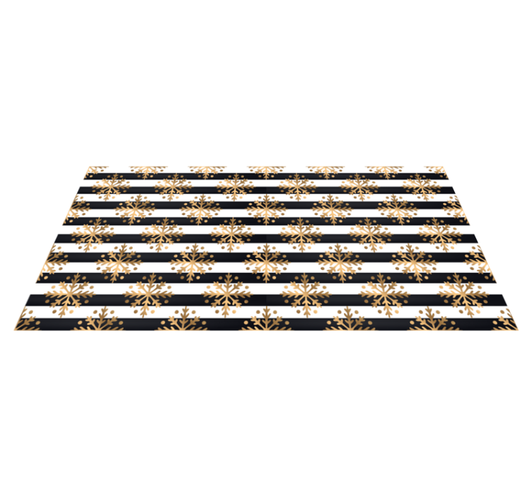 Vinyl teppich weihnachten goldene schneeflocken auf streifen - TenStickers