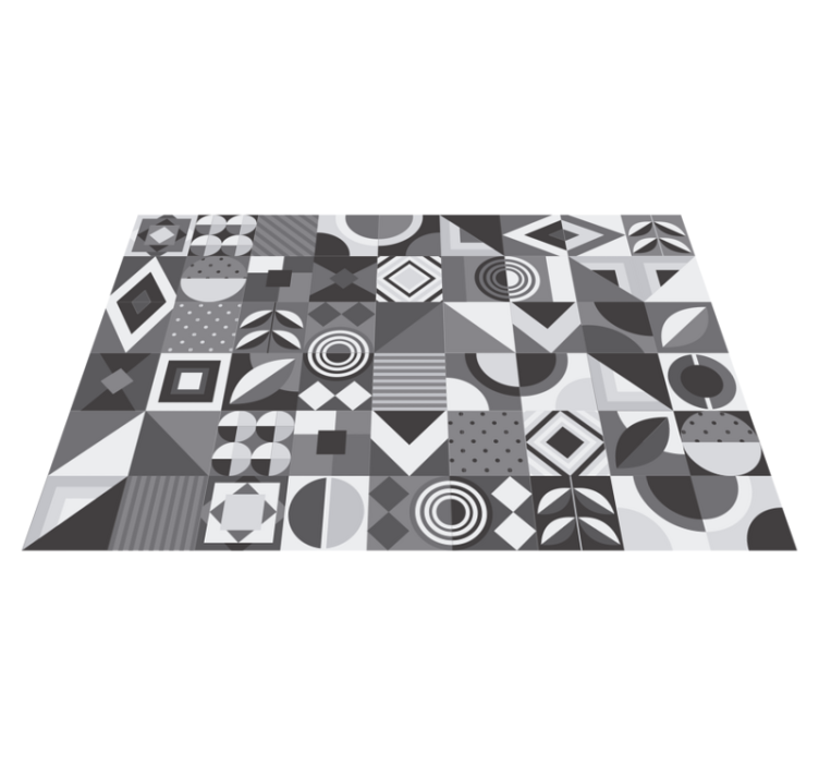 Vinyl teppich badezimmer graue geometrische fliesen - TenStickers