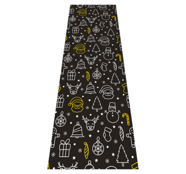 Vinyl teppich weihnachten mit weiß-gelbem muster auf schwarz - TenStickers