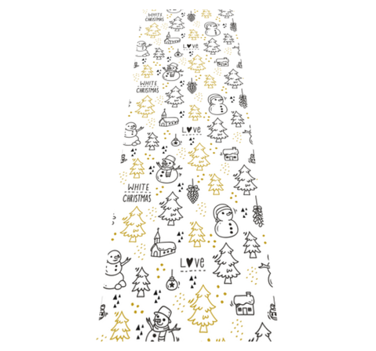 Vinyl teppich weihnachten in schwarz-goldenem doodle-muster - TenStickers