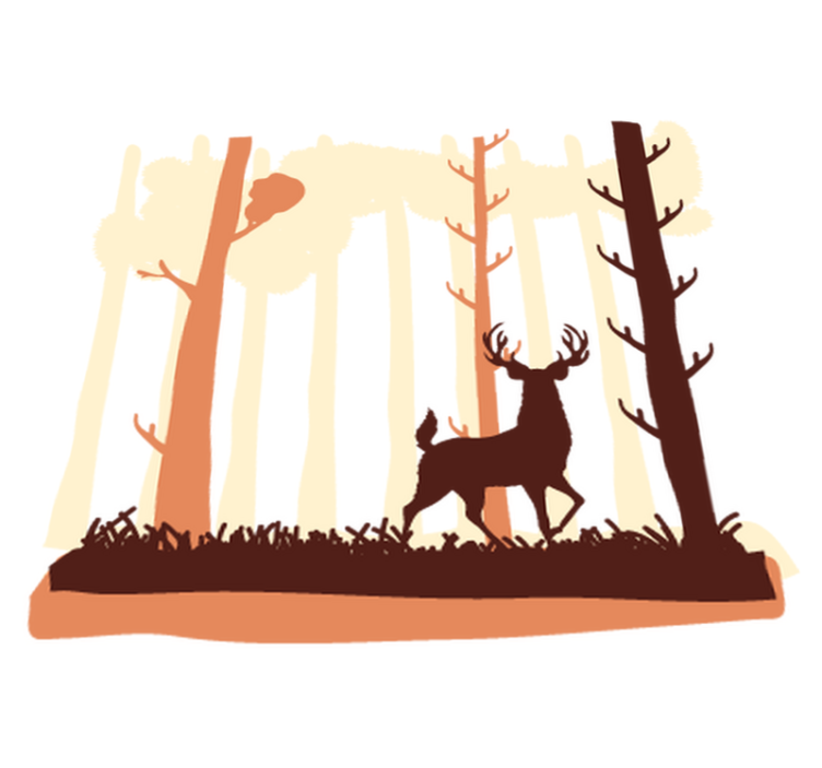 Vinyl teppich natur brauner wald und rehe - TenStickers
