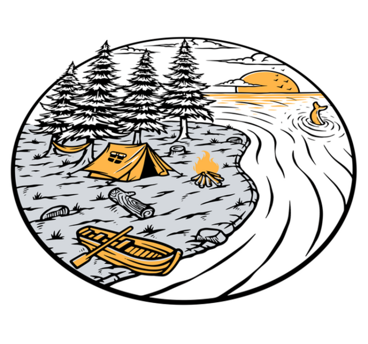 Vinyl teppich natur wohnmobil gelbes landschaftsbadge - TenStickers