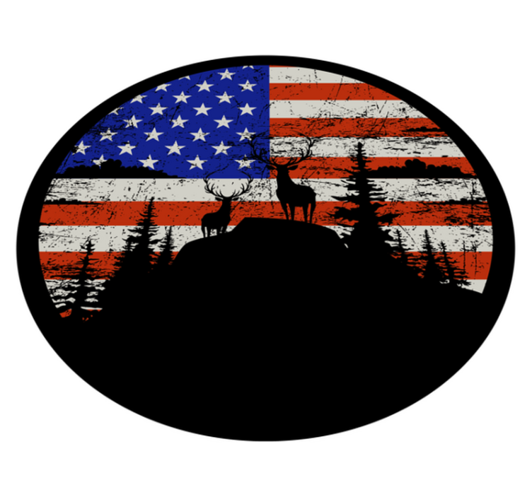 Vinyl teppich natur mit bergsilhouette und flagge - TenStickers