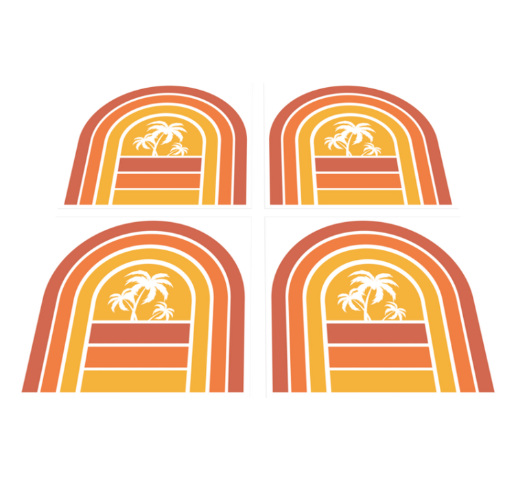 Vinyl teppich natur retro sonnenuntergang und palmen - TenStickers