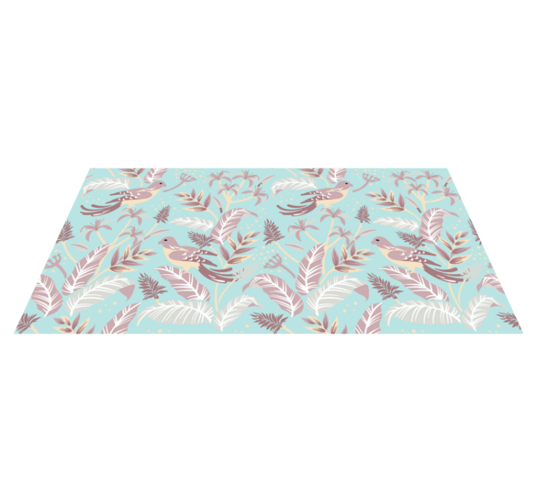 Vinyl teppich natur mit blauem und pinkem blumenmuster - TenStickers