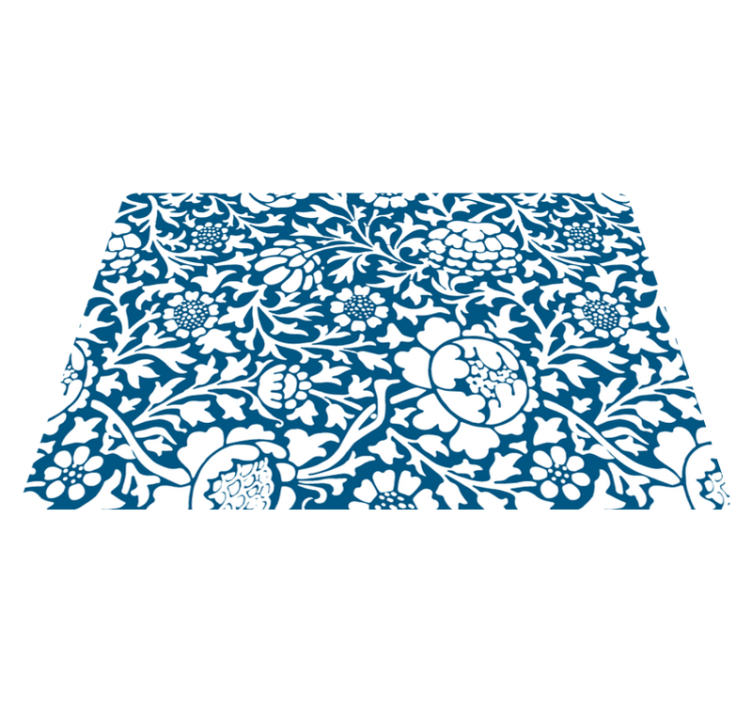 Vinyl teppich natur in marineblauer flora - TenStickers